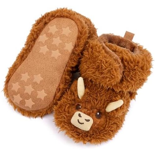 Highland Baby Boys Girls Booties Newborn Baby Shoes Unisex Winter Warm Infant Slippers for Toddler First Walker Shoes Cozy Fleece