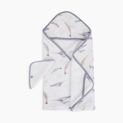 Little Unicorn Cotton Muslin Hooded Towel & Washcloth Set - Narwhal