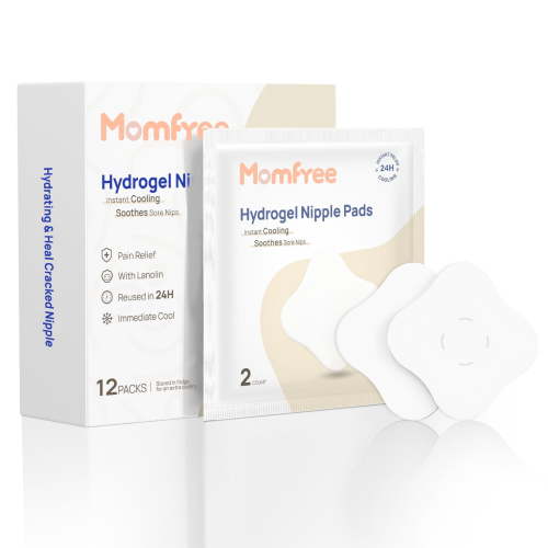 Momfree Hydrogel Nipple Pads, 12 Pk (24 Ct), Reusable Cooling Relief