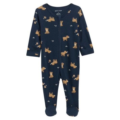 Honey Bear Print Organic Cotton Footie