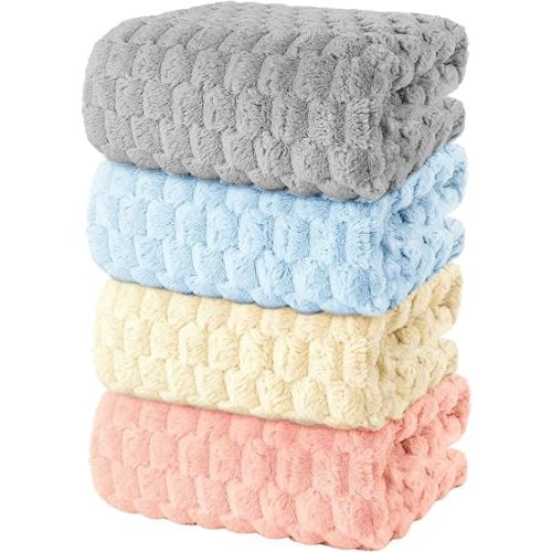 4 Pack Microfiber Bath Towels Large, Super Absorbent, Quick Dry, Plush and Fluffy, 27.5″ x 55″, Luxury Towel Set for Bathroom, Spa, Gym, Travel - Mixed Colors