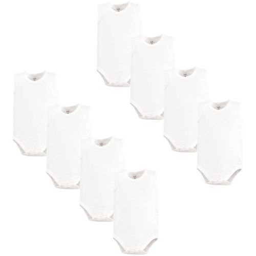 Touched by Nature Organic Cotton Sleeveless Bodysuits 8pk, White, 0-3 Months