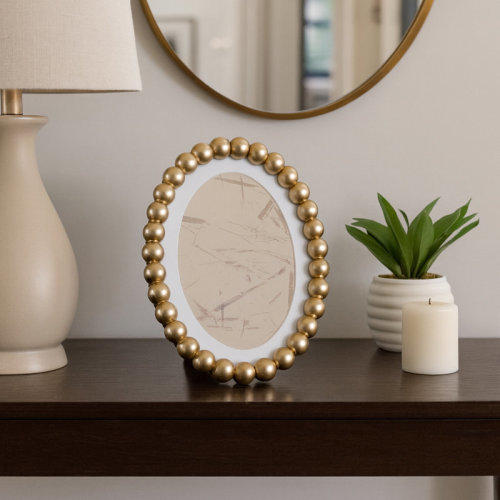 House of Hampton® Decorative Picture Frame With Beaded Design - Stylish Photo Frame Display For Wall Decor Entryway Accent, Gold & Reviews | Wayfair