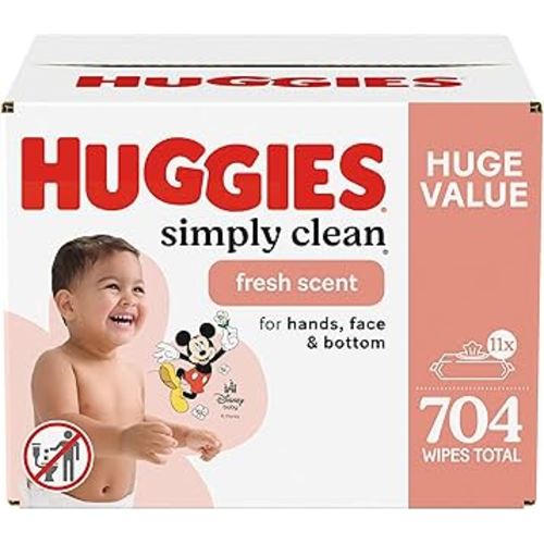 Huggies Simply Clean Fresh Scent Baby Wipes, 11 Flip-Top Packs (704 Wipes Total), Packaging May Vary