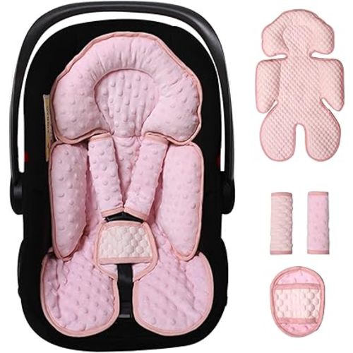 Infant Car Seat Insert, Reversible Baby Carseat Cushion 2-in-1 for Newborns Toddlers Head & Body Support Pad for Carseats, Strollers, Swings, Bouncers