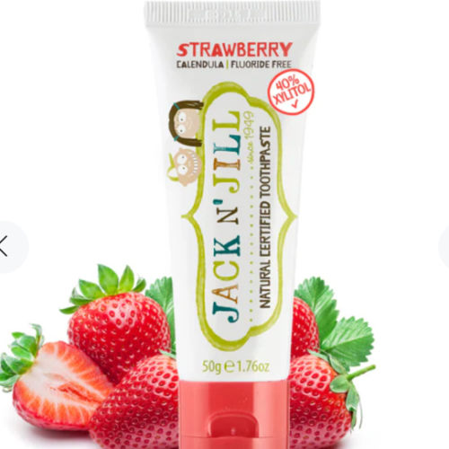 Jack N' Jill Natural Certified Baby, Toddler, Kids Toothpaste Strawberry Flavor 50g