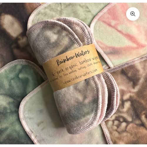 Pink Sage & Cocoa | 6-pack Reusable Cloth Wipes | Organic Cotton/Bamboo Blend