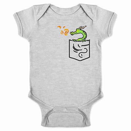 Pop Threads Pocket Pets Dragon Fantasy Cute Faux Pocket Infant Baby Boy Girl Bodysuit