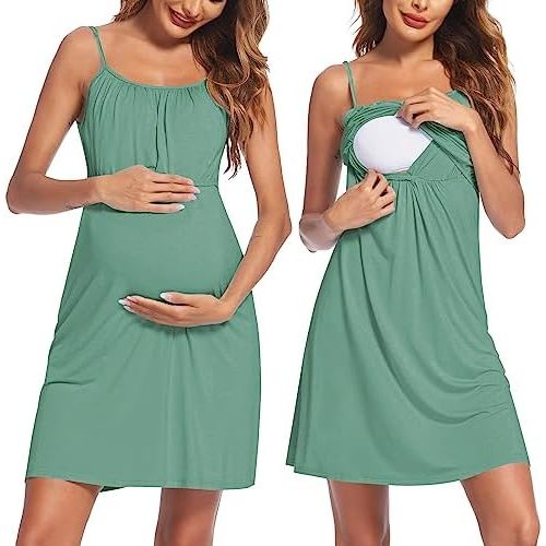 Ekouaer Women's Nursing Nightgown Maternity Dress Breastfeeding Gown Full Slips Sleepwear