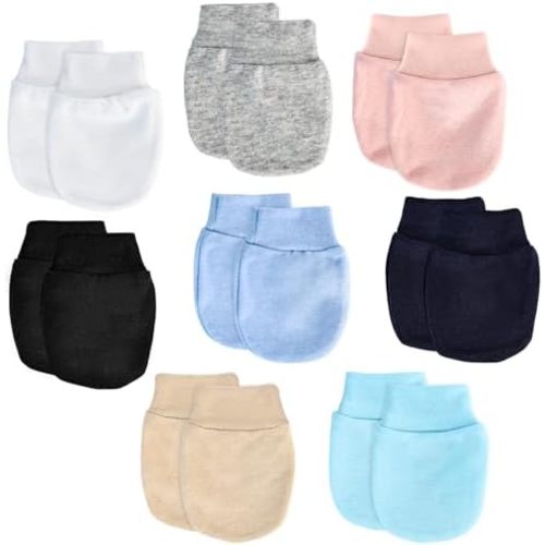 8 Pairs Baby Mittens for Newborn Essentials, No Scratch Newborn Mittens for Babies 0-6 Months, Hypoallergenic Cotton Baby Mitts for Infant Boys Girls Gifts New Born Must Haves