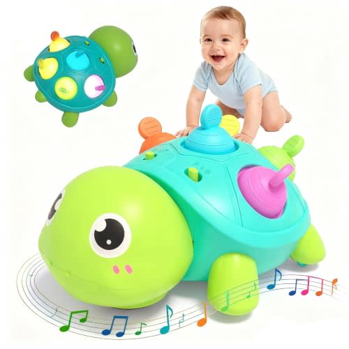 Baby Crawling Turtle Toy 6-12 Months Light Up Musical Moving Toy | Infant Crawling Music Toy for 6 7 9 12 Month Girl, Tummy Time Moving Toys for Baby, Toy for 1 Year Old Boy Girl Birthday Gift