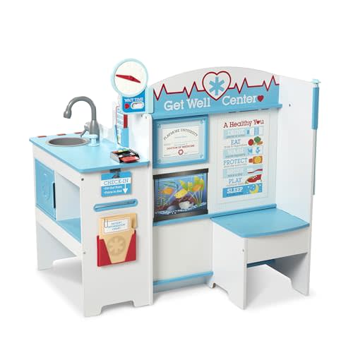 Melissa & Doug Wooden Get Well Doctor Activity Center, Kids, Waiting Room, Exam Room, Check-in Area - FSC Certified