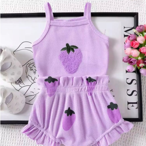 2pcs Baby Girl Cute Embroidered Suspender Romper & Shorts Set, Thin Summer | SHEIN USA