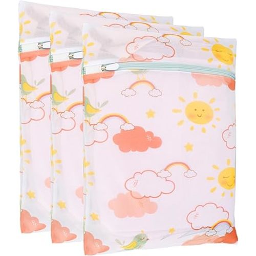 3Pcs Durable Mesh Laundry Bag, Bags with Premium Zipper Fine Wash Bag for Lingerie, Underwear, Bra, Silk, Socks Hanging Loop Stocking, Lingerie