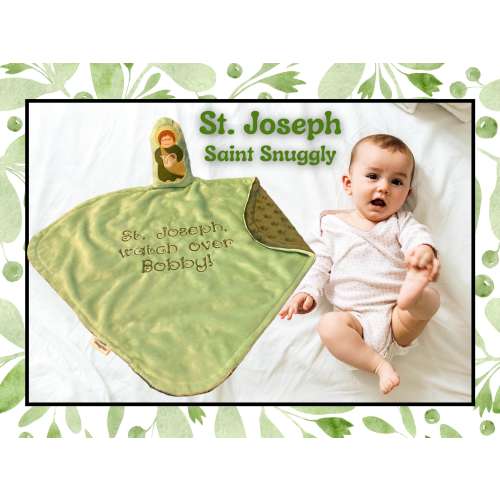 St. Joseph Saint Snuggly: Minky Fleece Baby Blanket, Catholic Gift