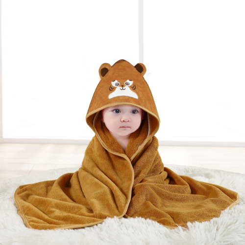 MONEHANE Baby Bath Towel, Absorbent Large Hooded Towel for Kids, Newborn, Babie, Toddler, Infant, Tiger, 31.5 x 31.5 inch