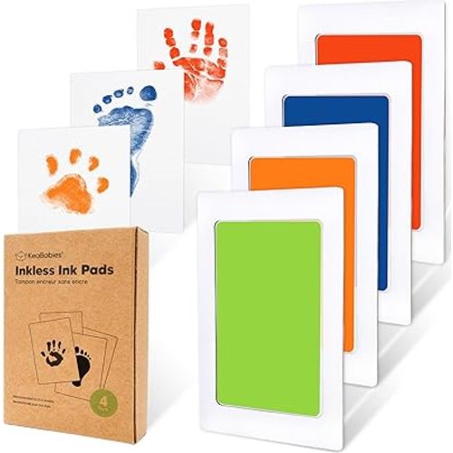 4-Pack Inkless Baby Hand and Footprint Kit - Mess Free Ink Pad for Newborn Keepsake, Dog Nose & Paw Print Kit, Clean Touch Ink Pad for Baby Hand & Footprints, First Mother's Day (Fiesta)