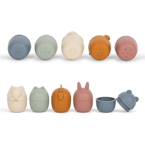 Neutral Mold Free Bath Toys-Toddler Bathtme Toys-No Mold-Non Toxic Silicone-5 Pack Animal Bathtub Toys for Babies- Anti Mold Baby BathToy-Water Toys for Kids