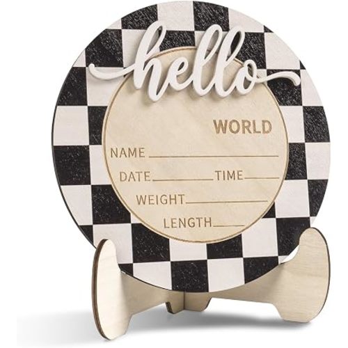 3D Hello World Baby Announcement Sign, Indoor for Nursery, Table