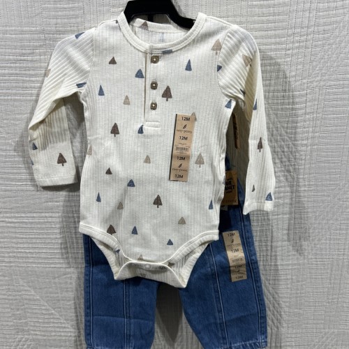 Easy Peasy Baby Boy 2 Piece Organic Cotton LS Outfit New Size 12 M