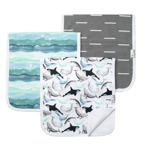 Copper Pearl Premium Baby Burp Cloths - 3-Pack Large Cotton Burp Cloths, Extra Soft Spit Up Rags with 3 Absorbent Layers, Perfect for Baby Boy Gifts (21" x 10" Size, Kai Set)