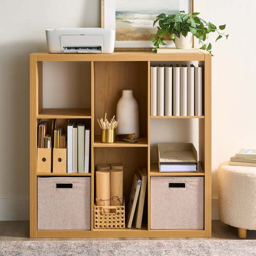 Better Homes & Gardens 6 Cube Organizer with Storage Cubbies, Natural Pine Finish