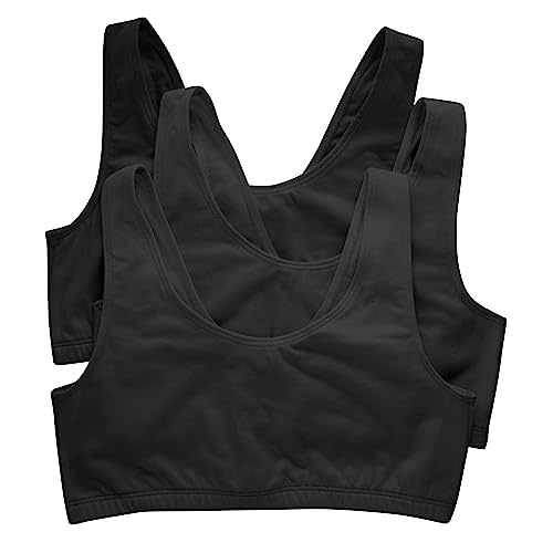 Hanes Women's Pack, Cotton Scoopneck Bralette, Low-Impact Sports Bra, 3-Pack