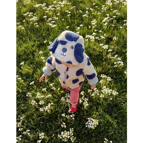 Novelty Cosy Borg Jacket-Navy & Ivory Dog