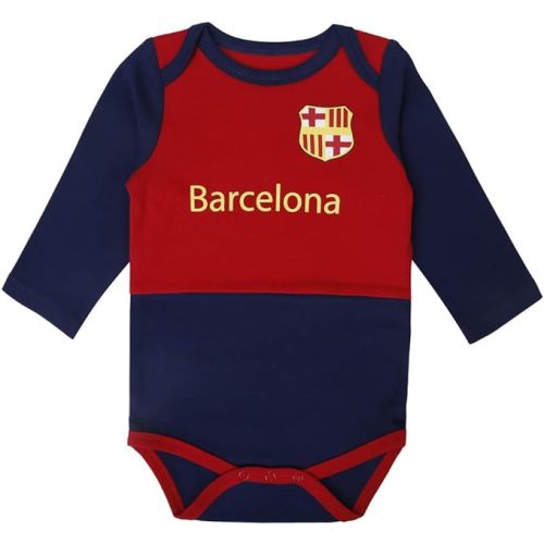 IDONEKER Newborn Barcelona Onesie Boys Girls Short And Long-Sleeve Baby Clothing | Unique Infant Team Soccer Bodysuits
