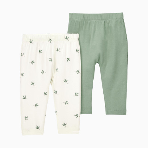 Carter's 2-Pack PurelySoft Pants - Green/Ivory, Nb