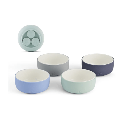 Porcelain Bowl with Silicone Suction Sleeves