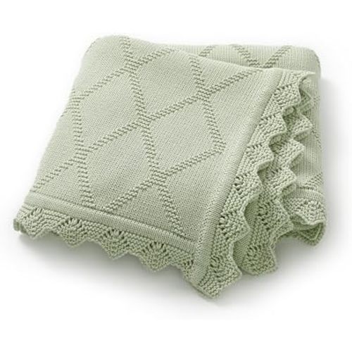 Hadetoto 100% Cotton Baby Blankets for Girls Boys, 40x30 Inches, Sage Green