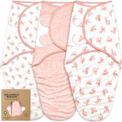 Swaddles for Newborns – 3-Pack Infant Swaddles 0-3 Months – Adjustable Newborn Swaddle Sleep Sack – Soft Organic Cotton Baby Wrap for Safe & Cozy Sleep
