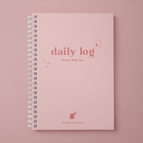 Bubbarino: Baby Daily Log Book, Track and Monitor Newborn Nursing, Sleep, Diaper and Milestones. Gift for New Parents, Grandparents, Babyshower, Nanny or Daycare - Hardcover Spiral Leather A5 (Pink)