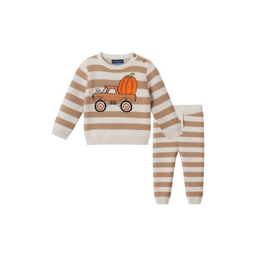 Stripe Pumpkin Jacquard Cotton Sweater & Pants Set, 9-12M
- Only 2 left