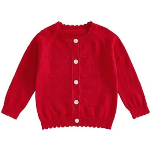 Baby Girl Cardigan Button Front Crop Sweater Long Sleeve Spring Fall Tops