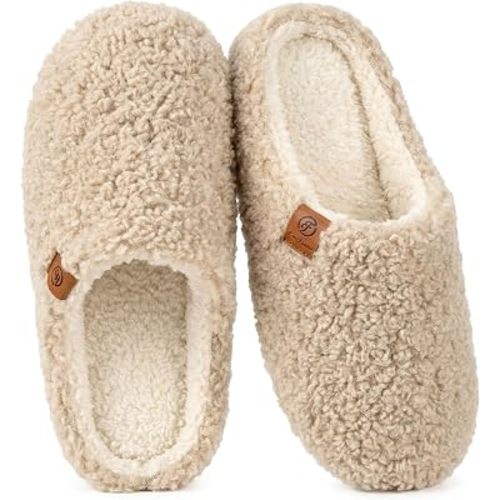 EverFoams Women’s Fuzzy Slippers Slip-On Memory Foam indoor house shoes
