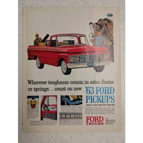 1960s, Vintage Ford Truck Magazine Ad, Retro, Vintage Car, Vintage Decor, Car Collectible, Memorabilia Gift.