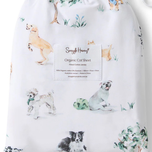 Dog Park Organic Fitted Cot Sheet | Snuggle Hunny