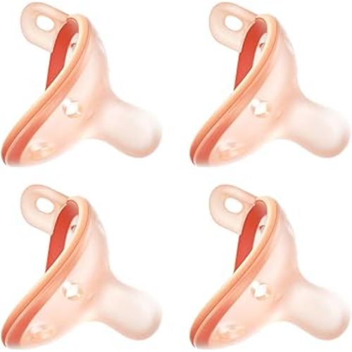 Baby Pacifiers 1-6 Month, Breast-Like Shape Soft Silicone Newborn Pacifiers 3 Months with Large Air Holes, BPA-Free, 4pcs