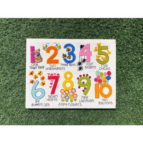 Vintage Children's Counting Numbers Handmade Crewel