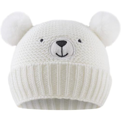 Cute Bear Baby Beanie Pompom Baby Boys Hat Infant Toddler Winter Knitted Beanies for Girls