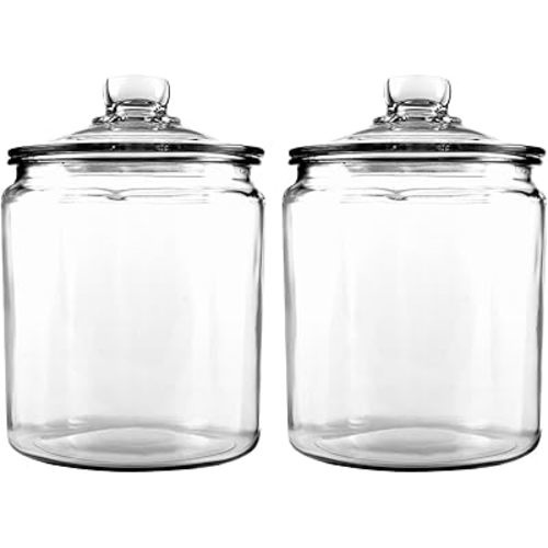 Anchor Hocking Heritage Hill 1/2 Gallon Glass Jar with Lid, Set of 2
