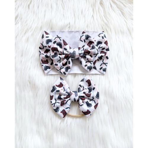 Hockey Baby Bow: Nylon, Headwrap, Clip or Pigtail Set Hair Bow