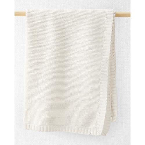 Baby Organic Cotton Signature Stitch Blanket in Cream - Style,Cream