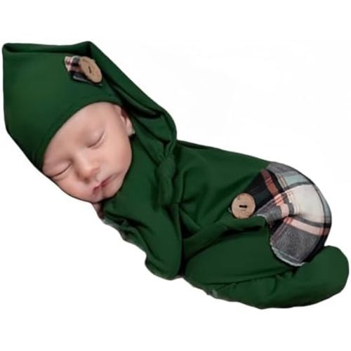 Xmas Newborn Baby Photo Props Boy Outfits Crochet Santa Claus Red Hat Pants