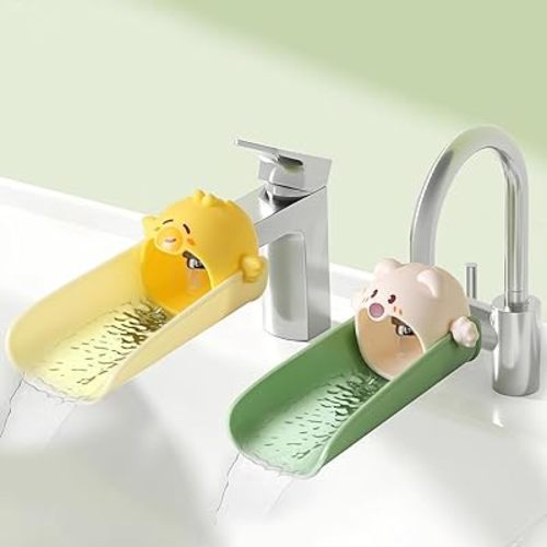 2 Pack Faucet Extender for Toddlers, Kids Sink Extender for Bathroom, Kitchen, EASICUTI Food Grade Silicone Faucet Extension, Baby Hand Washing Water Spout Extender Fits Standard, Gooseneck Faucet