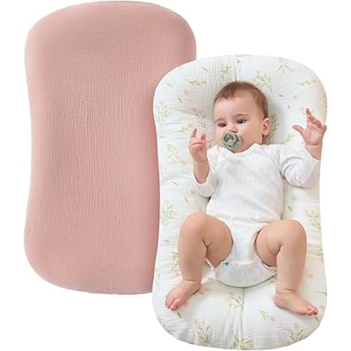 JELLYMONI Muslin Baby Lounger Cover, 100% Cotton 2 Pack Infant Lounger Cover to Protect Lounger from Minor Leaks and Spills, Covers Only No Loungers