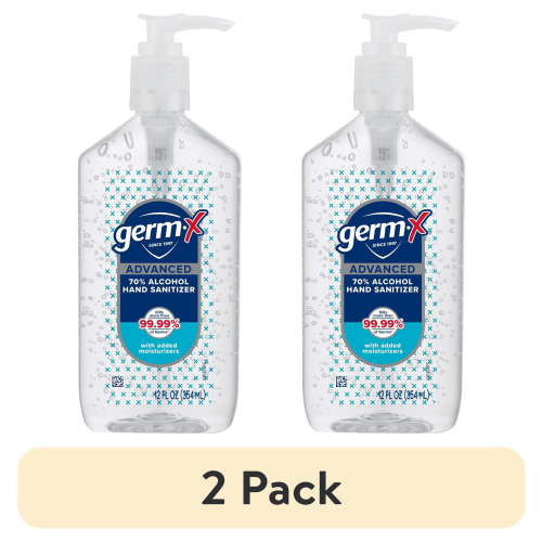 (2 pack) Germ-X Advanced Hand Sanitizer with Pump, Alcohol & Moisturizers, Original Fresh Scent, 12 fl oz.