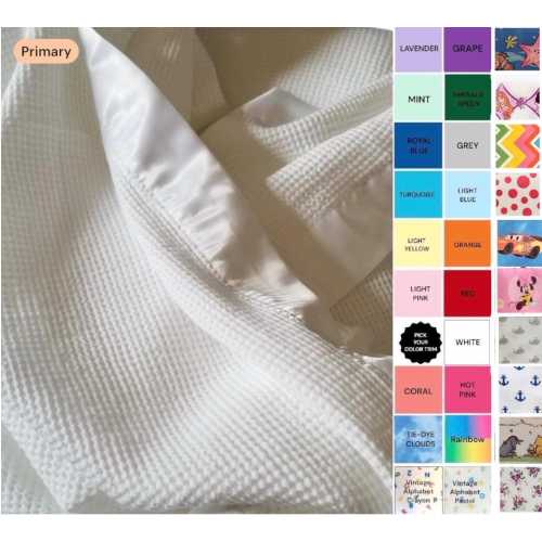100% COTTON SATIN TRIM Handmade blanket, Baby Toddler, Lovey, Stroller Blanket,Comfort Blanket, Vintage inspired, sensory pocket design